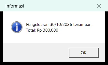 Pesan pengeluaran tersimpan