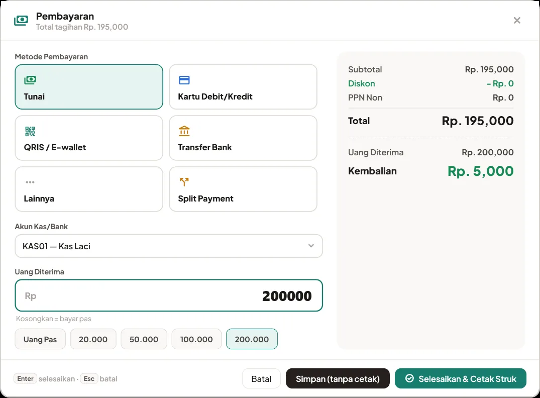 Jendela pembayaran kasir