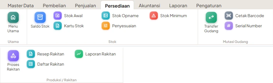 Menu modul Persediaan