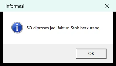 Pesan SO diproses jadi faktur