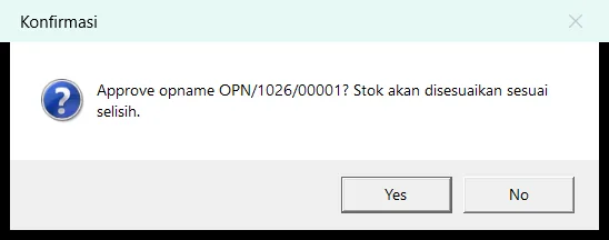 Konfirmasi approve opname